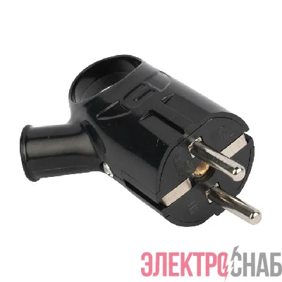 Вилка с кольцом 16А 250В с заземл. черн. EKF AVK16-30