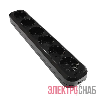 Колодка удлинителя 6-м с заземл. АБС-пластик черн. UNIVersal 2240
