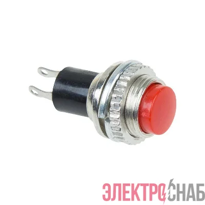 Выключатель-кнопка металл 220В 2А (2с) OFF-(ON) d10.2 красн. Mini (RWD-213) Rexant 36-3331