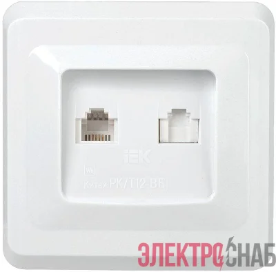 Розетка компьютерная + телефонная 2-м СП Вега РК/Т12-ВБ RJ45 + RJ11 бел. IEK EIV20-K01-DM