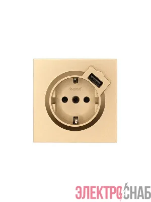 Розетка 1-мест. с/з+USB разъем СП ZIMA IP20 зол. LEZARD 704-3688-181