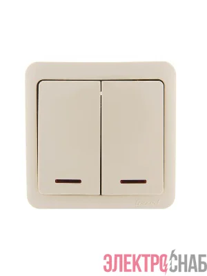 Выключатель 2-кл. 1п ОП Viola 10А IP20 с подсветкой крем. LEZARD 751-0300-112