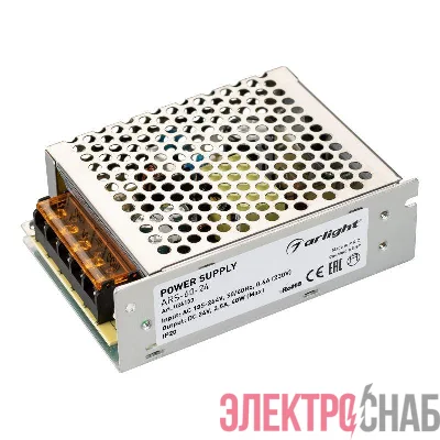 Блок питания ARS-60-24 24В 2.5А 60Вт IP20 сетка 2 года Arlight 026153
