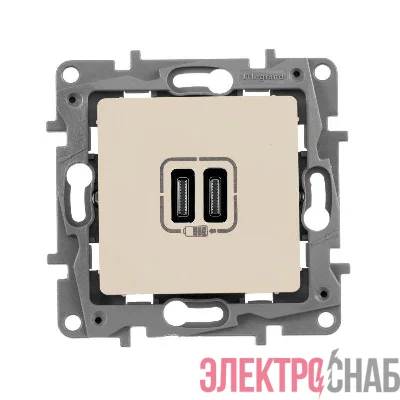 Устройство зарядное Etika с двумя USB-разьемами тип C-тип C 240В/5В 3000мА бел. Leg 672235