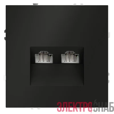 Розетка компьютерная 2-м СП S70 RJ45 + RJ45 кат.6 механизм черн. матов. Voltum VLS060208