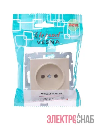 Розетка 1-м СП Vesna без заземл. ПБТ механизм крем. LEZARD 742-0388-121B