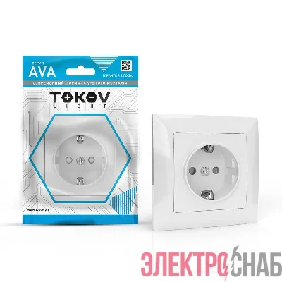 Розетка 1-м СП AVA 16А IP20 с заземл. защ. шторки в сборе бел. TOKOV LIGHT TKL-AV-R1FZSF-C01