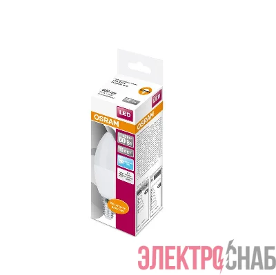 Лампа светодиодная LED STAR CLASSIC B 60 6.5W/840 6.5Вт свеча 4000К нейтр. бел. E14 550лм 220-240В матов. пласт. OSRAM 4058075134140