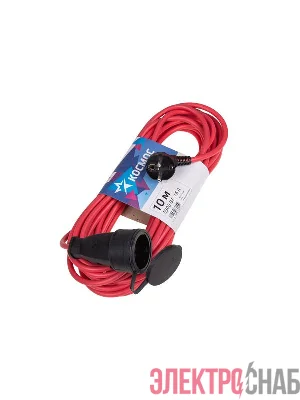 Удлинитель-шнур 1х10м 16А IP44 220В 3.5кВт ПВС 2х1.5 УХ16 Россия КОСМОС YSHKsm10m-1g(16A)S