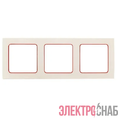 Рамка 3-м Стокгольм бел. с линией цвета красн. PROxima EKF EAM-G-304-10