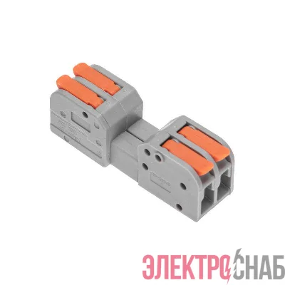 Клемма СМК 222-422R проходная разъемная 2 полюса сер. 0.2-2.5/4кв.мм Rexant 07-5262