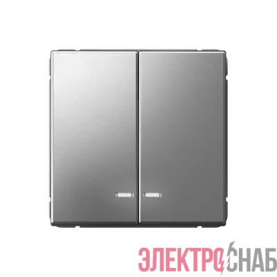 Выключатель 2-кл. ArtGallery (сх. 5а) 10AX с подсветкой быстрозажим. клем. механизм сталь SE GAL000953S