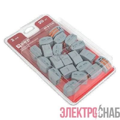 Клемма строительно-монтажная СМК 222-412 с рычагом 2 отверстия (блист.20шт) PROxima EKF plc-smk-412b-20