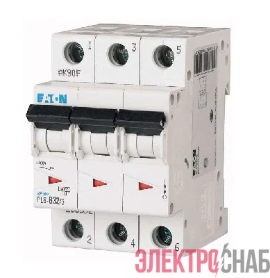 Выключатель автоматический модульный 3п C 32А 6кА PL6-C32/3 EATON 286604