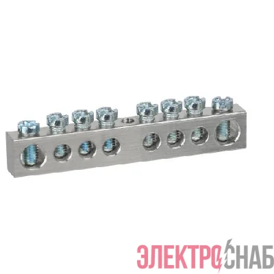 Шина PEN земля-ноль 6х9мм 8/1 никелированная с креплениями по центру NO-224-79 Эра Б0062870