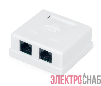 Розетка компьютерная 2-м ОП WR-WS-8P8C-C5E-2 RJ45 кат.5E неэкранир. Dual IDC бел. WRline 505216