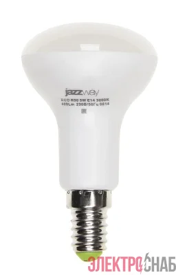 Лампа светодиодная PLED-ECO 5Вт R50 рефлектор матовая 3000К тепл. бел. E14 400лм 230В 50Гц JazzWay 1037015A