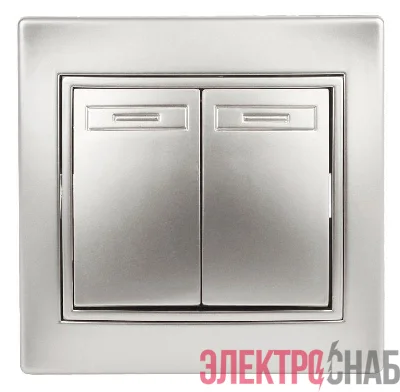 Выключатель 2-кл. СП Plano 10А IP20 1-104-03 250В алюм. Intro Б0030042