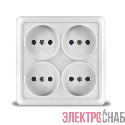 Розетка 4-м ОП Олимп 16А IP20 квадрат. без заземл. бел. UNIVersal 1164
