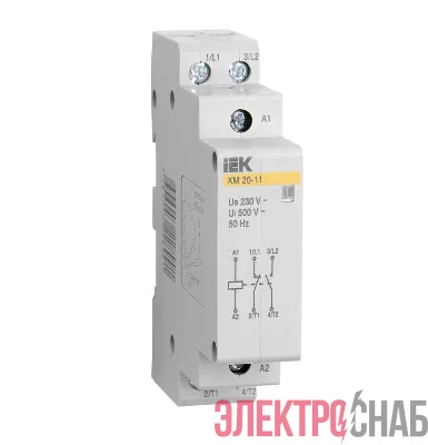 Контактор модульный КМ20-11 20А/2п 1з AC ИЭК MKK10-20-11