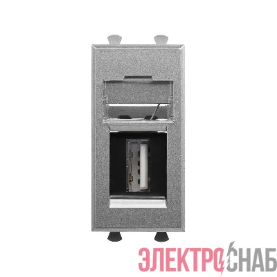 Розетка USB 2.0 1мод. Avanti "Закаленная сталь" тип А-А модульная DKC 4404401
