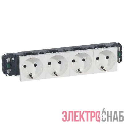 Механизм розетки 4-м СП Mosaic New 8мод. для кабель-канала DLP с заземл. бел. Leg 077404