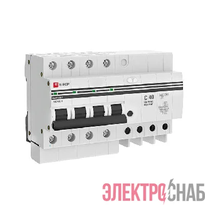 Выключатель автоматический дифференциального тока 4п 7.5мод. C 40А 30мА тип AC 4.5кА АД-4 PROxima EKF DA4-40-30-pro