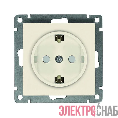 Розетка 1-м СП Афина 16А IP20 с заземл. защ. шторки механизм сл. кость (ivory) Universal A0049-I