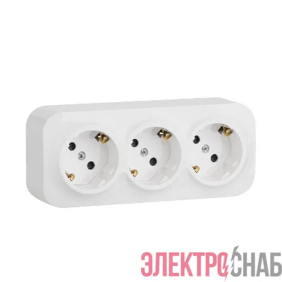 Розетка 3-м ОП Quteo 16А IP20 250В 3х2P+E с заземл. защ. шторки бел. IEK 782238