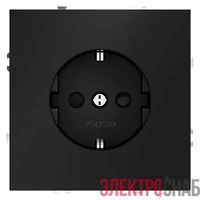 Розетка 1-м СП S70 16А с заземл. защ. шторки механизм черн. матов. Voltum VLS040208