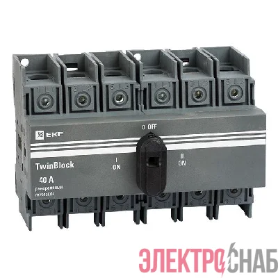 Рубильник 3п 40А реверсивный с рукояткой для прямой установки TwinBlock EKF tb-s-40-3p-rev