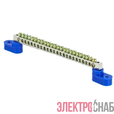 Шина нулевая N 6х9 24 отверст. цинк 2 син. угловых изолятора PROxima EKF sn1-63-24-2