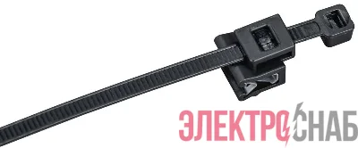 Хомут 4.8х200мм P6.6 с креплением на кромку черн. (уп.100шт) IEK UHH17-D048-200-100-K02