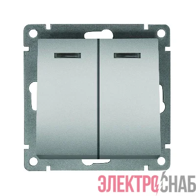 Выключатель 2-кл. СП Афина 10А IP20 с подсветкой механизм серебр. Universal A0123-S