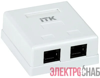 Розетка информационная RJ45 кат.5е UTP 2-порта настенная ITK CS2-1C5EU-22
