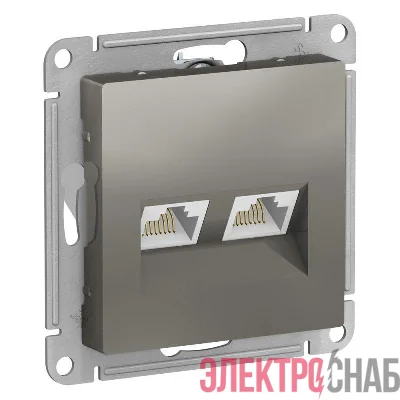 Механизм розетки компьютерной 2-м AtlasDesign RJ45 кат.5E сталь SchE ATN000985