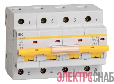Выключатель автоматический модульный 4п C 20А 10кА ВА47-100 KARAT IEK MVA40-4-020-C