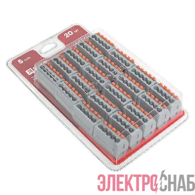 Клемма строительно-монтажная СМК 222-415 с рычагом 5 отверстий (блист.20шт) PROxima EKF plc-smk-415b-20