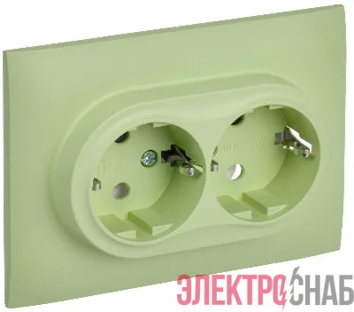 Розетка 2-м SKANDY 16А с заземл. без защ. шторок в сборе SK-R08G мятный IEK SK-R21-16-K06-F