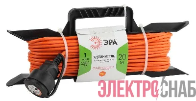 Удлинитель силовой UFx-1-2x1.0-20m-IP44 на рамке б/з 1 гнездо 20м ПВС 2х1 Эра Б0043040