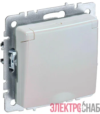 Розетка BRITE РСбш10-3-БрЖ 16А IP20 с заземл. защ. шторки с крышкой механизм жемчуж. IEK BR-R16-16-K36