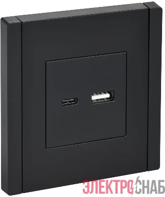 Розетка USB A+C 3.1А FORTE&PIANO FP150 черн. IEK FP-U22-D31-K02