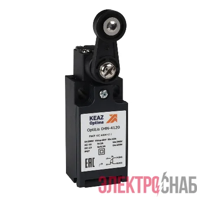 Выключатель концевой OptiLiS D4N-4120 рычаг пластик. с роликом пластик. EN 50047 XCKN2118P20 КЭАЗ 365306