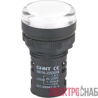 Индикатор ND16-22DS/4 бел. AC 230В (R) CHINT 593085
