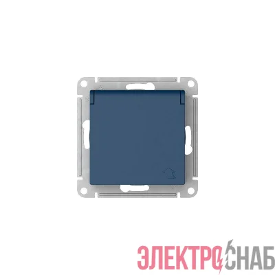 Розетка AtlasDesign 16А IP20 с заземл. защ. шторки с крышкой быстрозажим. клем. механизм аквамарин SE ATN001146S