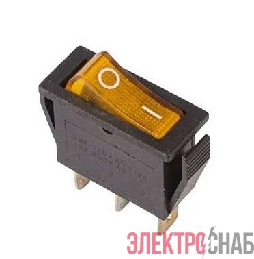 Выключатель клавишный 250В 15А (3с) ON-OFF RWB-404 SC-791 IRS-101-1C желт. с подсветкой Rexant 36-2212