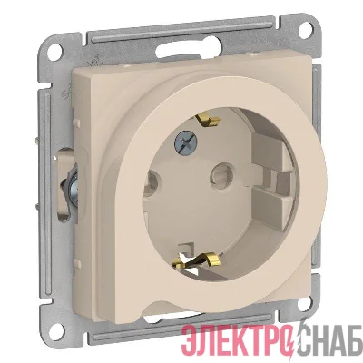 Розетка 1-м СП AtlasDesign 16А IP20 с заземл. защ. шторки с выталк. вилки механизм беж. SE ATN000247