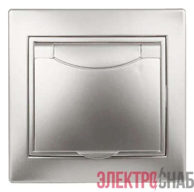 Розетка СП Plano 2P+E Schuko 1-203-03 16А-250В с крышкой IP20 алюм. Intro Б0030062