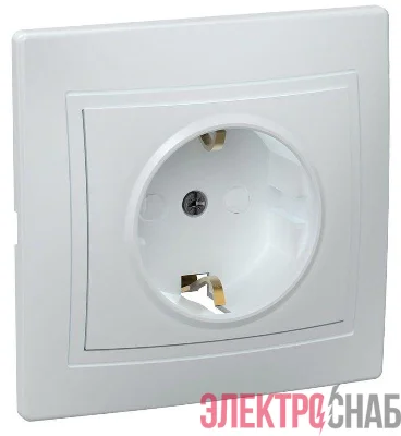 Розетка 1-м СП Кварта РСш10-3-КБ 16А IP20 с заземл. защ. шторки керамика бел. IEK ERK14-K01-16-K