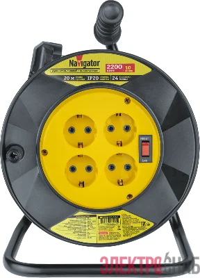 Удлинитель на катушке 4х20м с заземл. 93 907 NPE-R-04-20-E-3х1 NAVIGATOR 93907